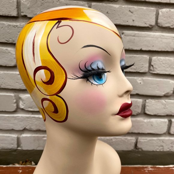 * SOLD * Art Deco Vintage Style Mannequin Head Hat Stand Jewelry Display - Picture 10 of 14